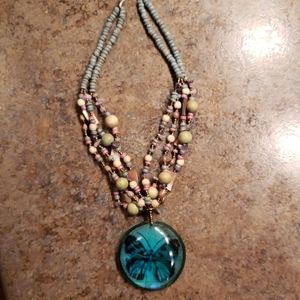 Beautiful beaded necklace with butterfly pendant